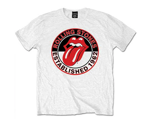 The Rolling Stones T Shirt  Est 1962 Tongue Band Logo Official Mens - White