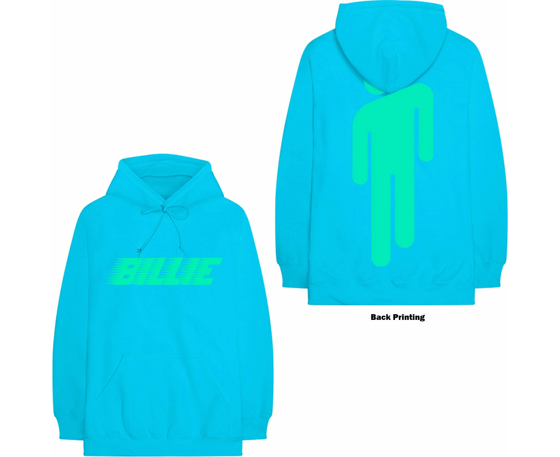 Billie Eilish Hoodie Logo And Blohsh  Official Neon  Pullover - Blue