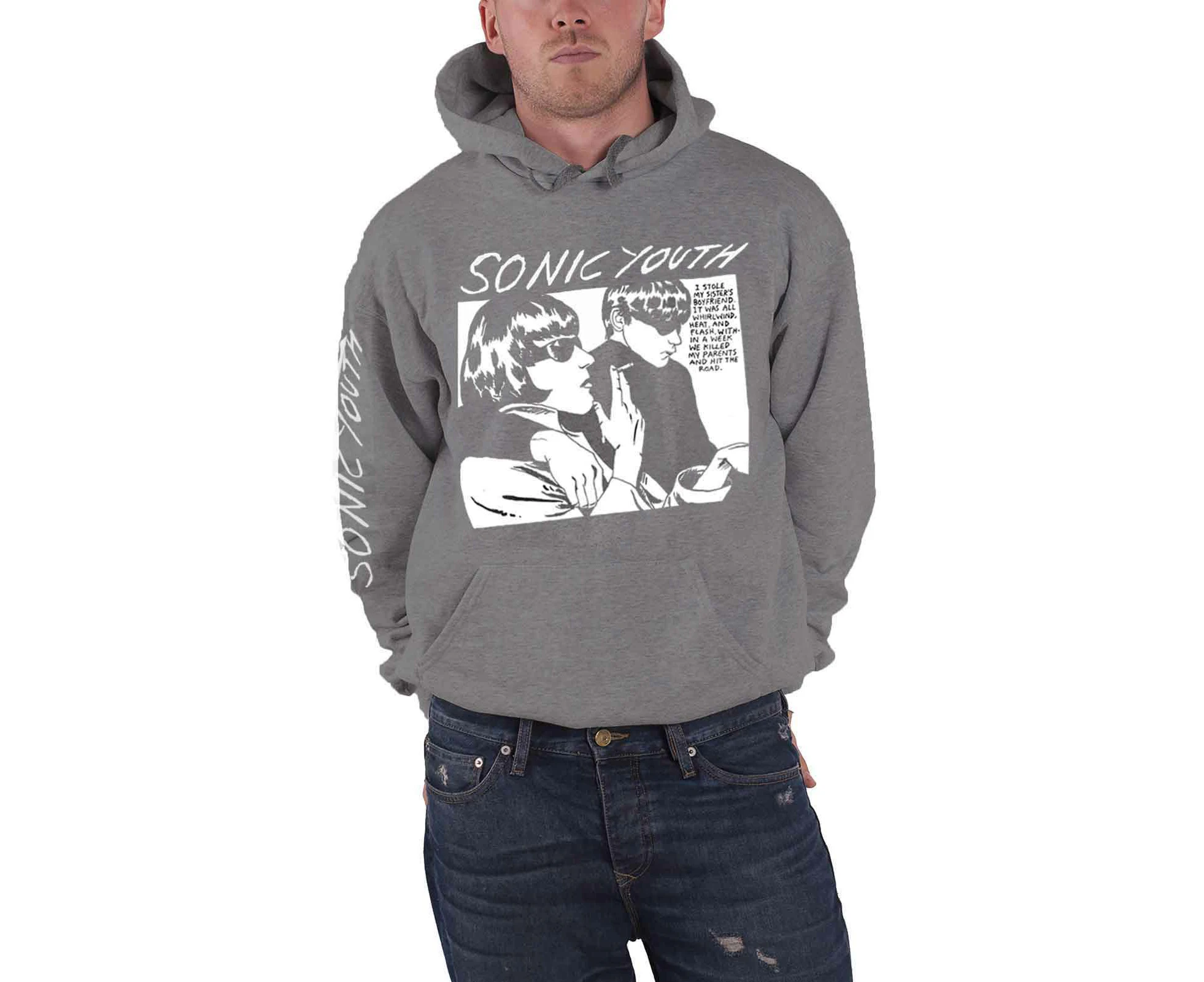 Sonic Youth Hoodie Goo Album Cover Band Logo  Official Mens  Pullover