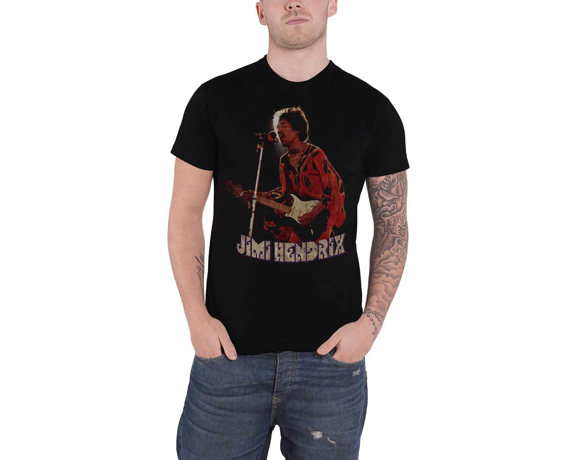 Jimi Hendrix T Shirt  Kaftan Live Logo  Official Mens