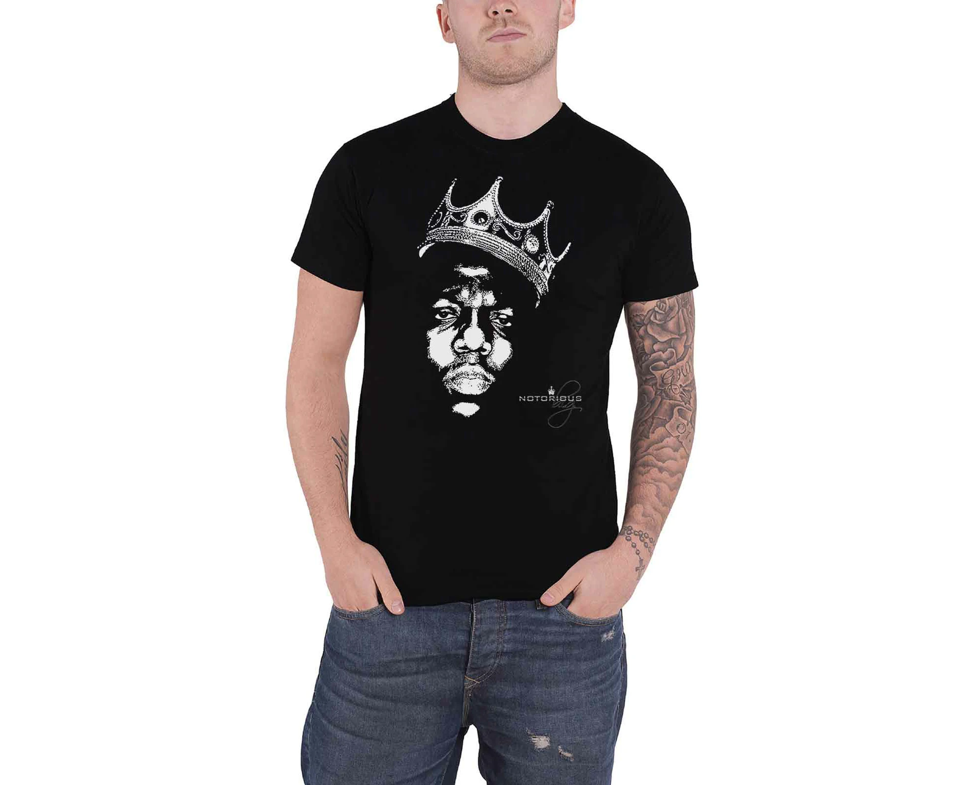 Biggie Smalls T Shirt Notorious Big Crown Face Logo  Official Mens - Black