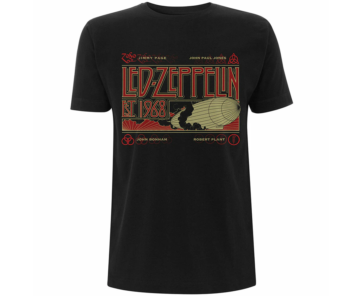 Led Zeppelin T Shirt Zeppelin And Smoke Band Logo  Official Mens - Black