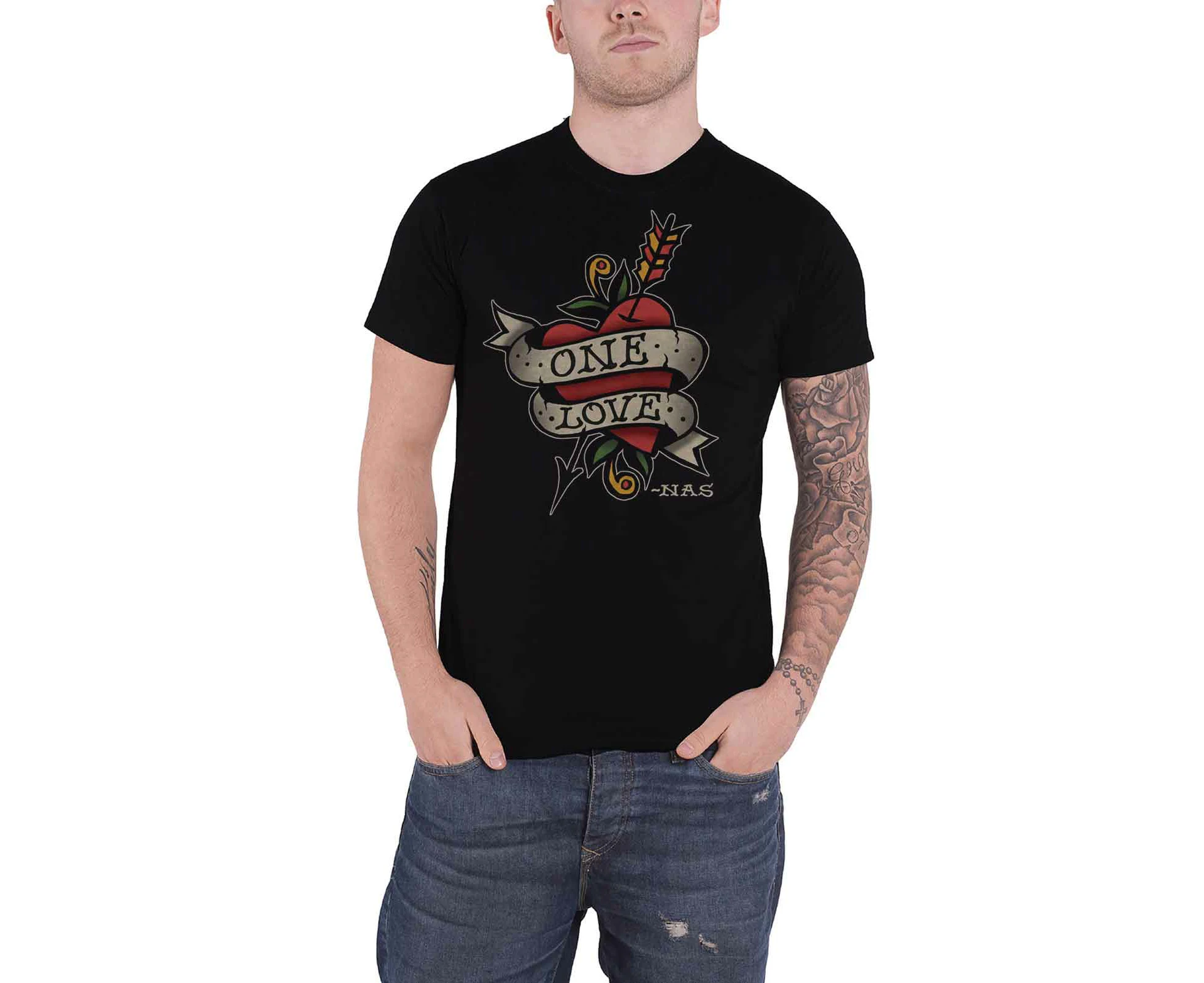 Nas T Shirt One Love Tattoo Logo Illmatic  Official Mens