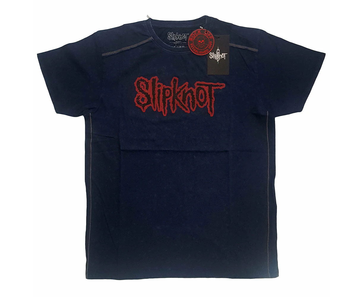 Slipknot 'Logo' (Blue) Snow Wash T-Shirt