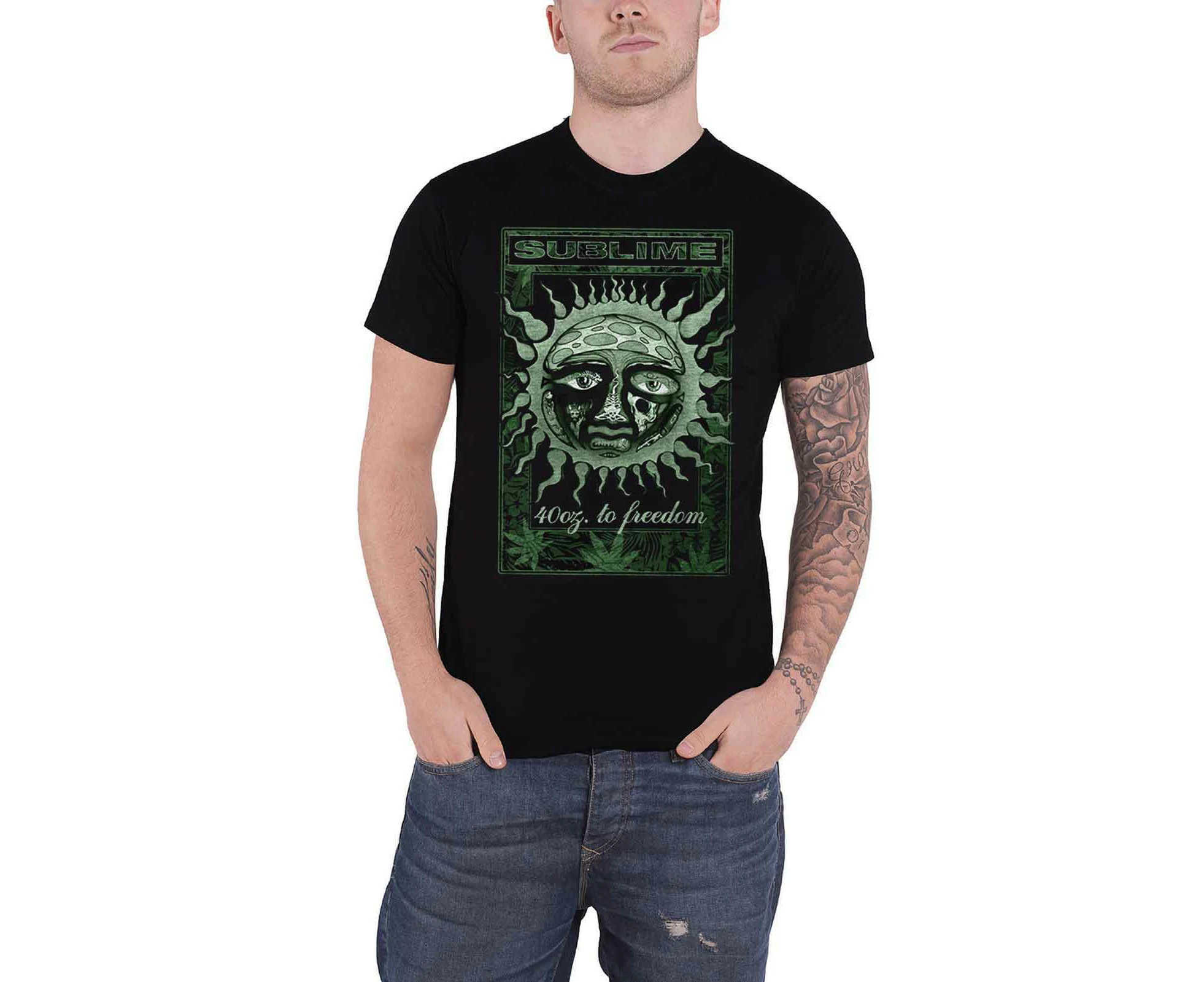 Sublime T Shirt 25 Years 40 Oz To Freedom Band Logo  Official Mens - Black