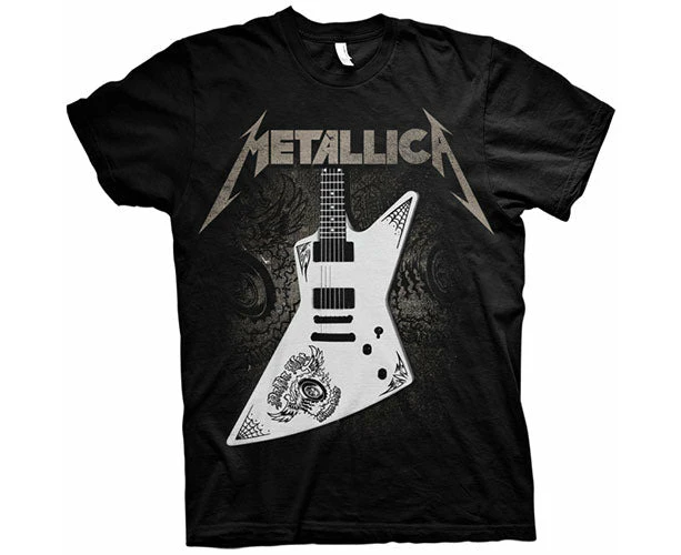 Metallica T Shirt Papa Het Guitar Band Logo  Official Mens - Black