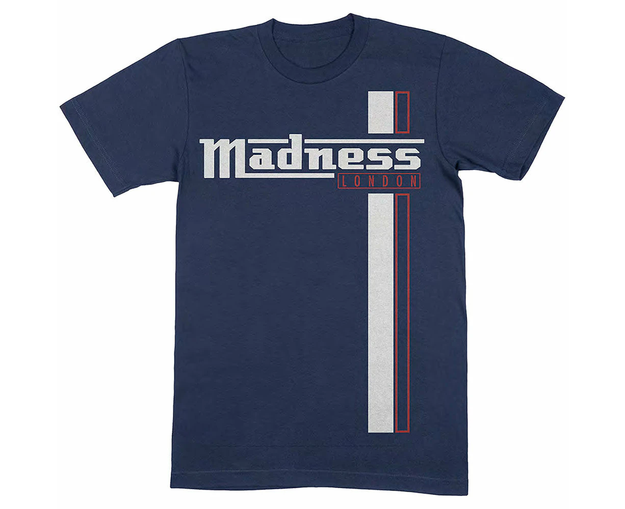 Madness Stripes Logo Blue Crew Neck T-Shirt