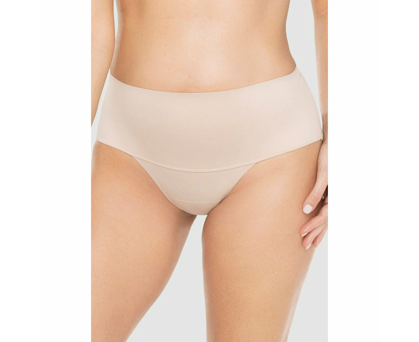 Miraclesuit Shapewear Comfy Curves Waistline Shaping Thong in Warm Beige