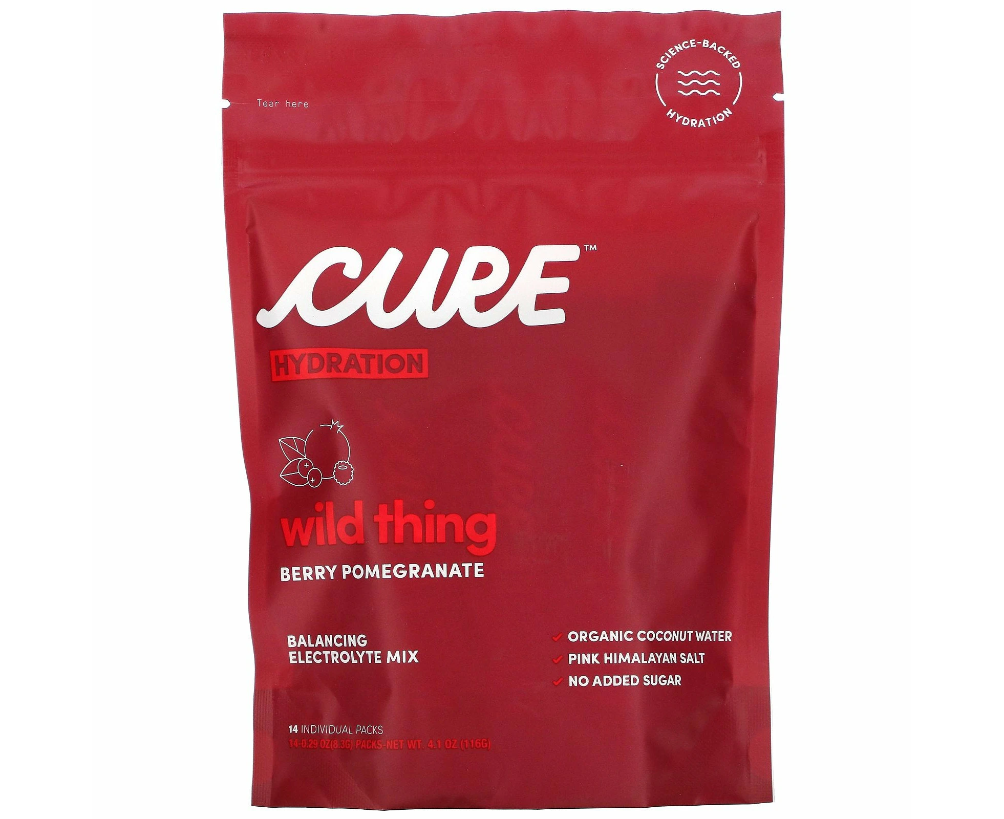 Cure Hydration, Balancing Electrolyte Mix, Wild Thing Berry Pomegranate, 14 Individual Packs, 0.29 oz (8.3 g) Each