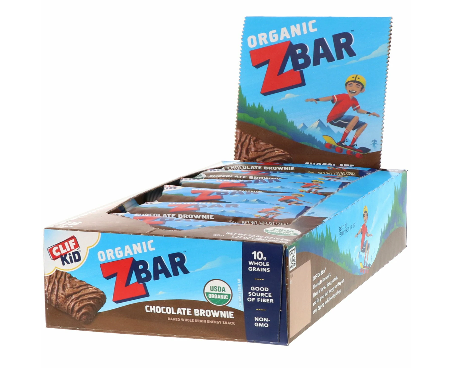 Clif Bar, Clif Kid, Organic Z Bar, Chocolate Brownie, 18 Bars, 1.27 oz (36 g) Each