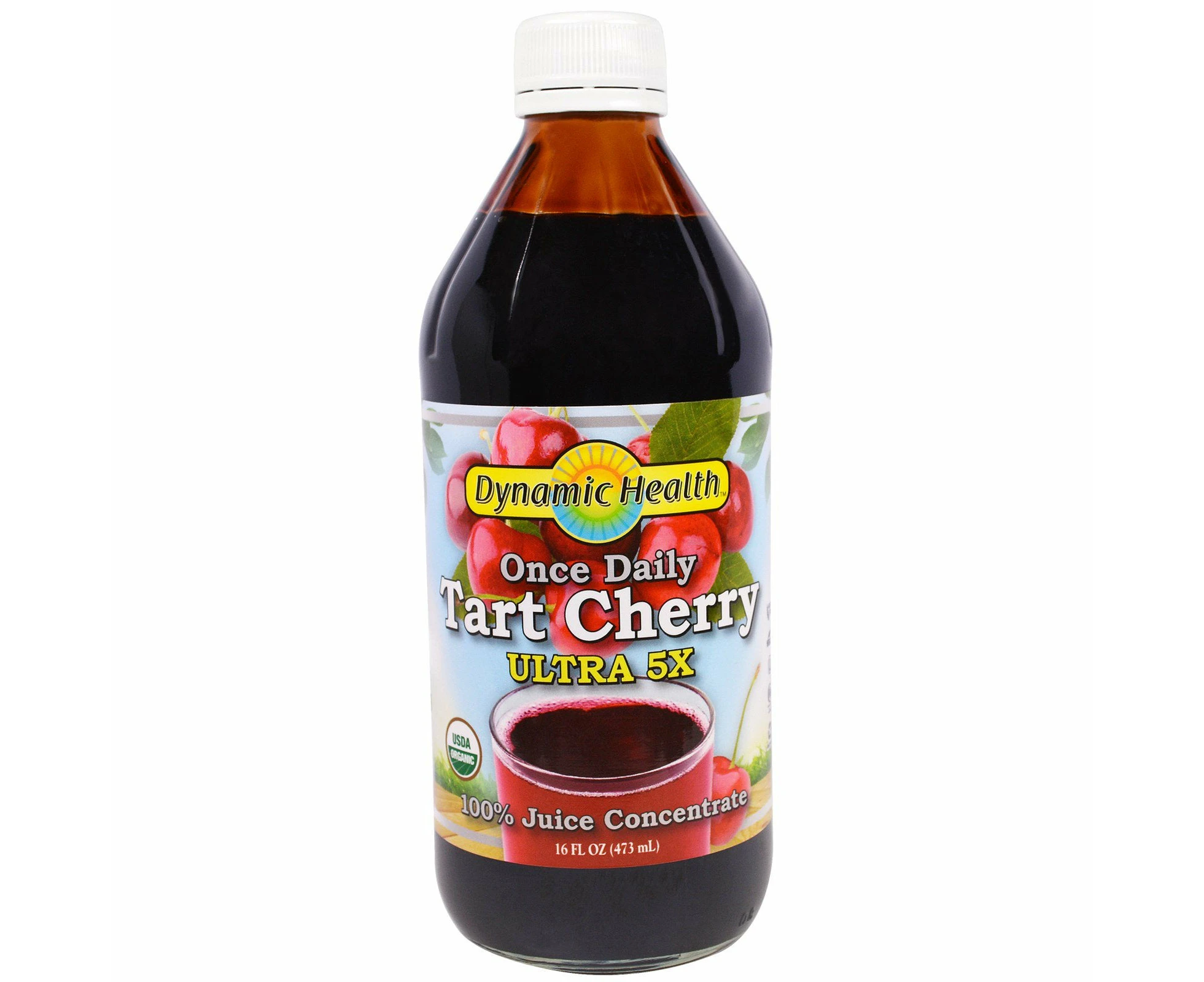 Dynamic Health  Laboratories, Once Daily Tart Cherry, Ultra 5X, 100% Juice Concentrate, 16 fl oz (473 ml)