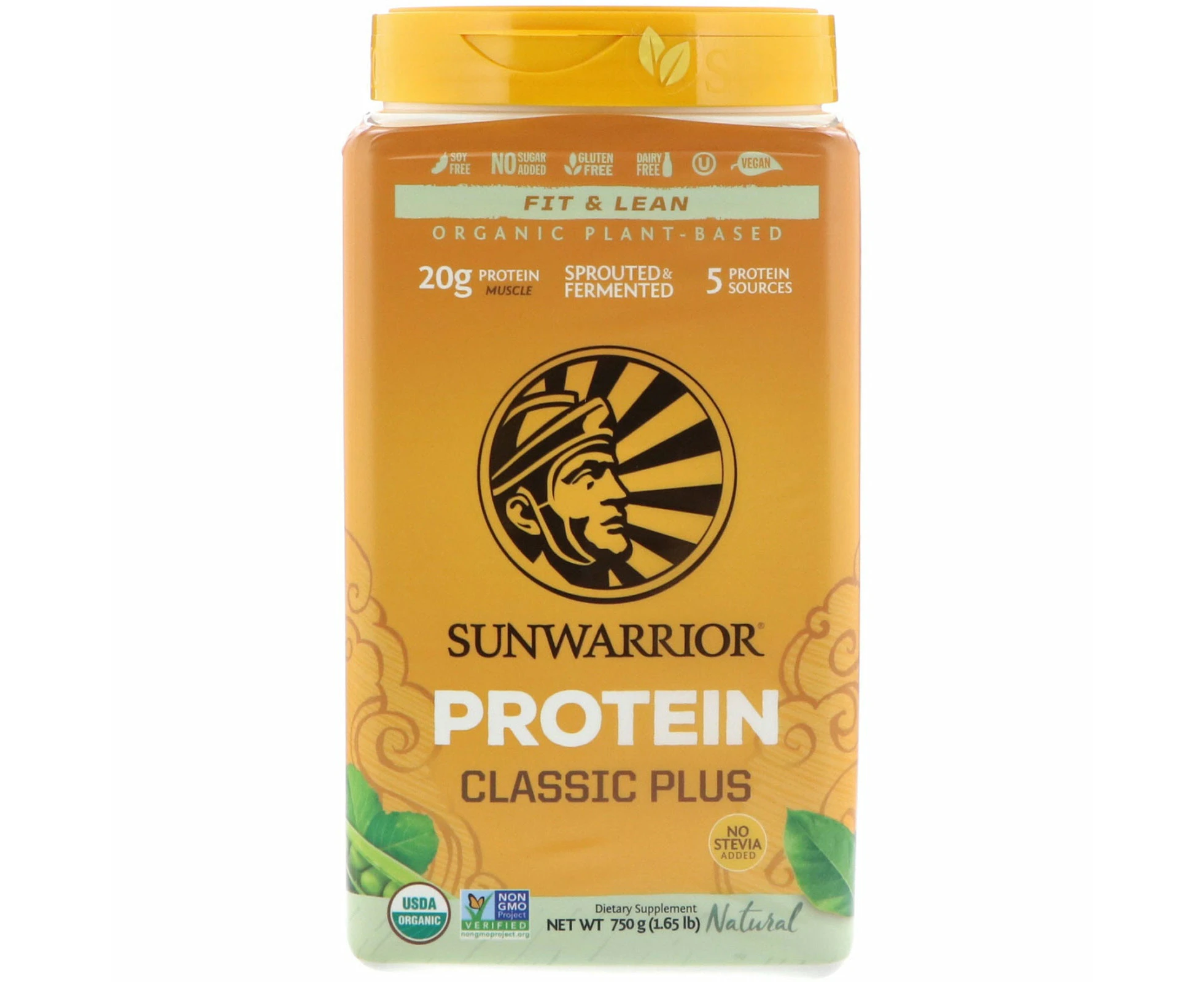 Sunwarrior, Classic Plus Protein, Organic Plant Based, Natural, 1.65 lb (750 g)