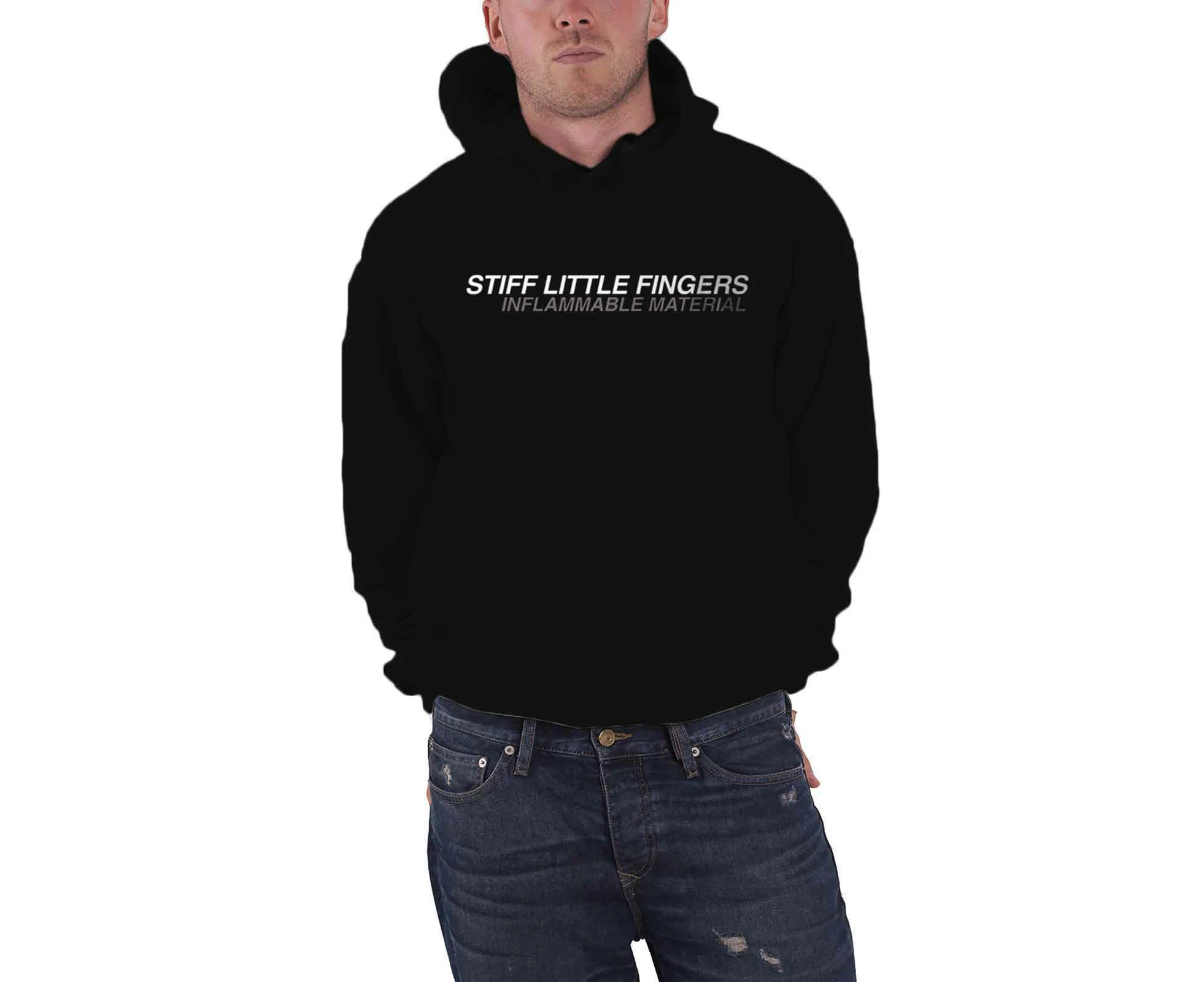 Stiff Little Fingers Hoodie Inflammable Material Logo Official Mens Pullover