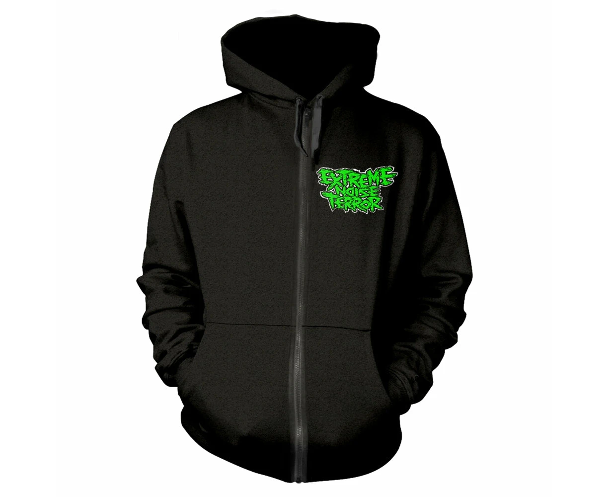 Extreme Noise Terror Unisex Zipped Hoodie: Hardcore Attack (back print)