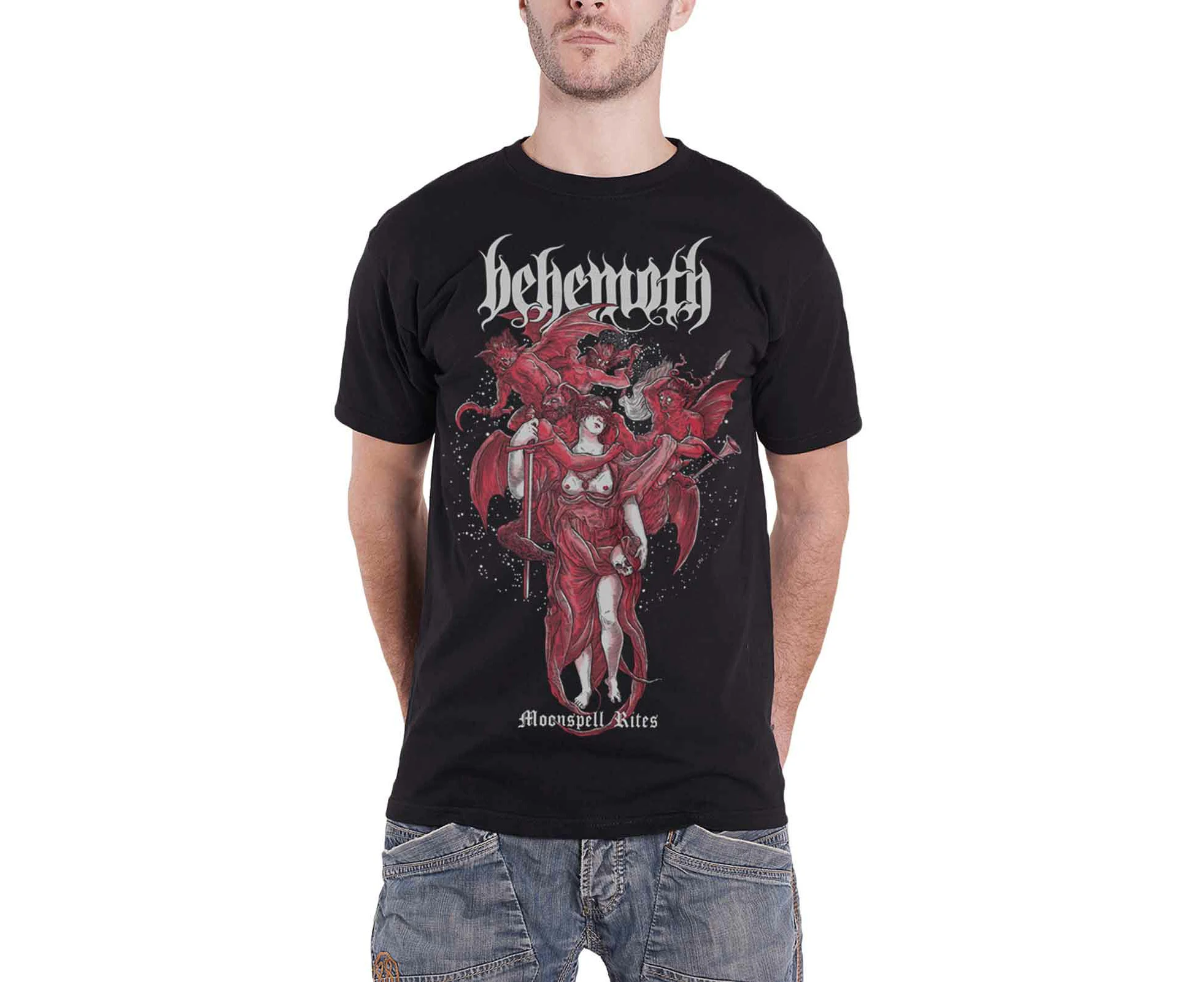 Behemoth T Shirt Moonspell Rites Band Logo  Official Mens