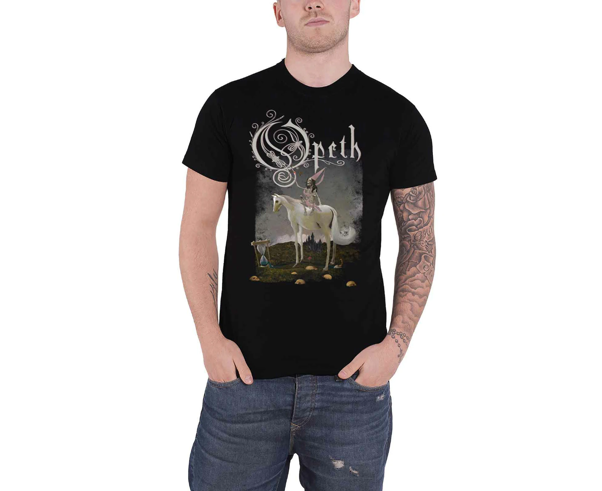 Opeth T Shirt Horse In Cauda Venenum Band Logo Back Print Official Mens