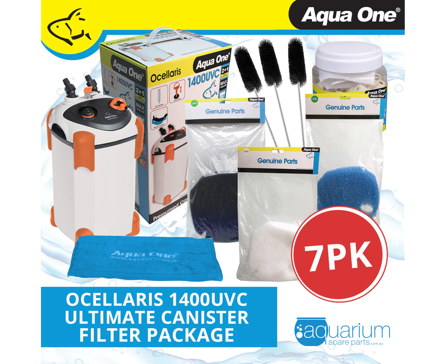 Aqua One Ocellaris 1400UVC Ultimate Canister Filter Package (7pk)