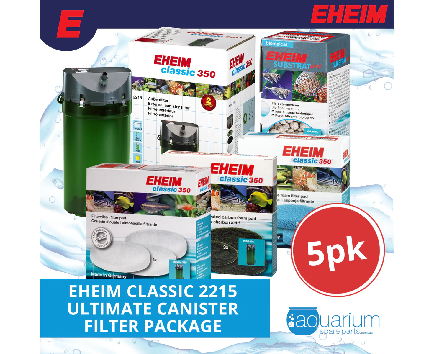 Eheim Classic 2215 Ultimate Canister Filter Package (5pk)