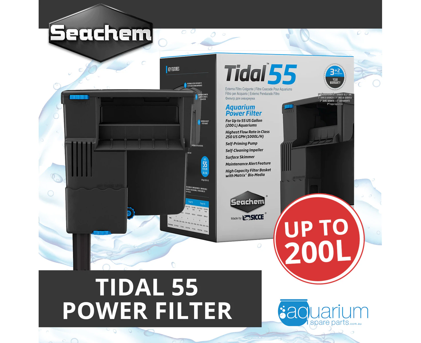 Seachem Tidal 55 Power Filter (Up to 200L)