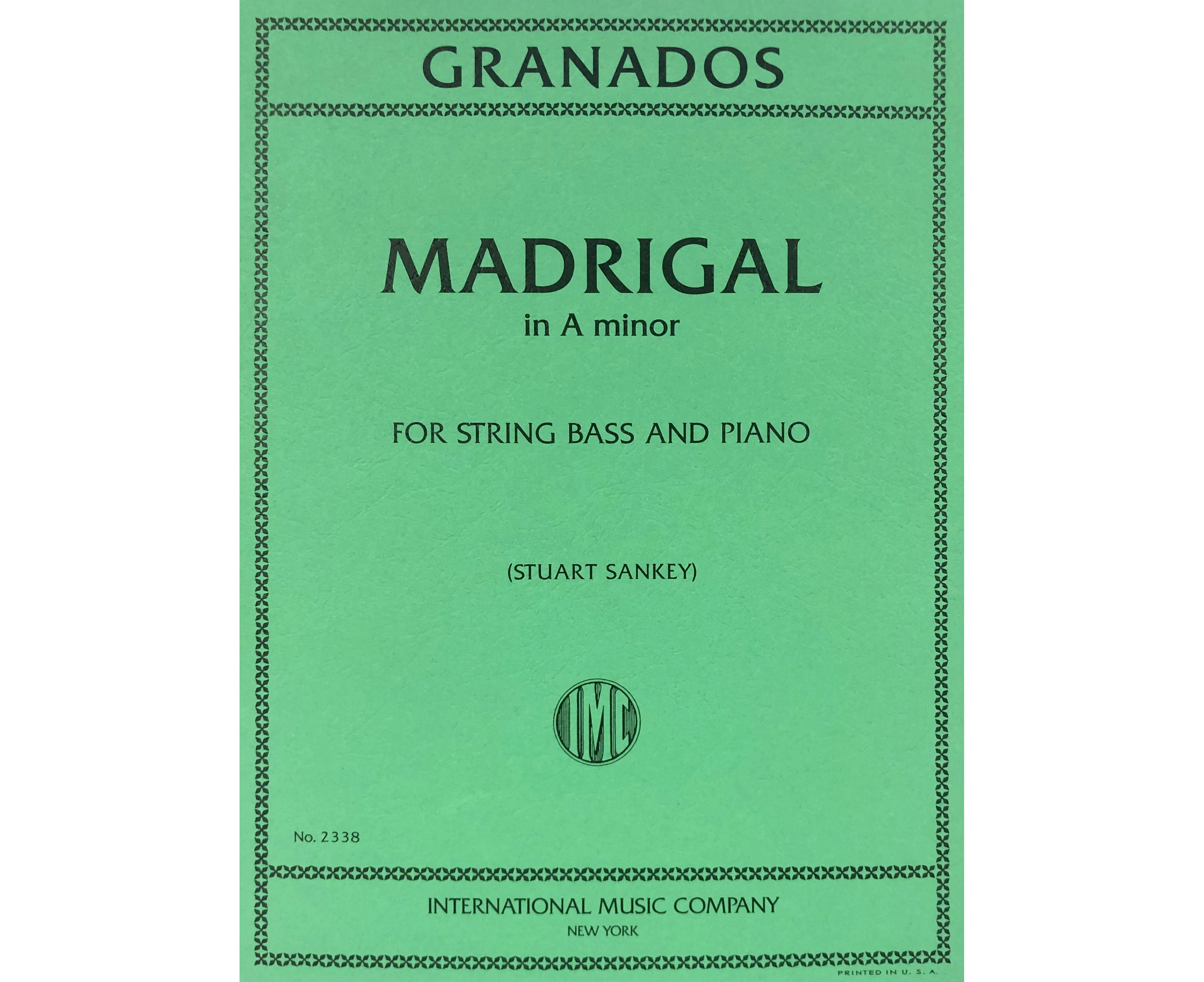 Madrigal A Min Ed Sankey Double Bass/Piano (Softcover Book)