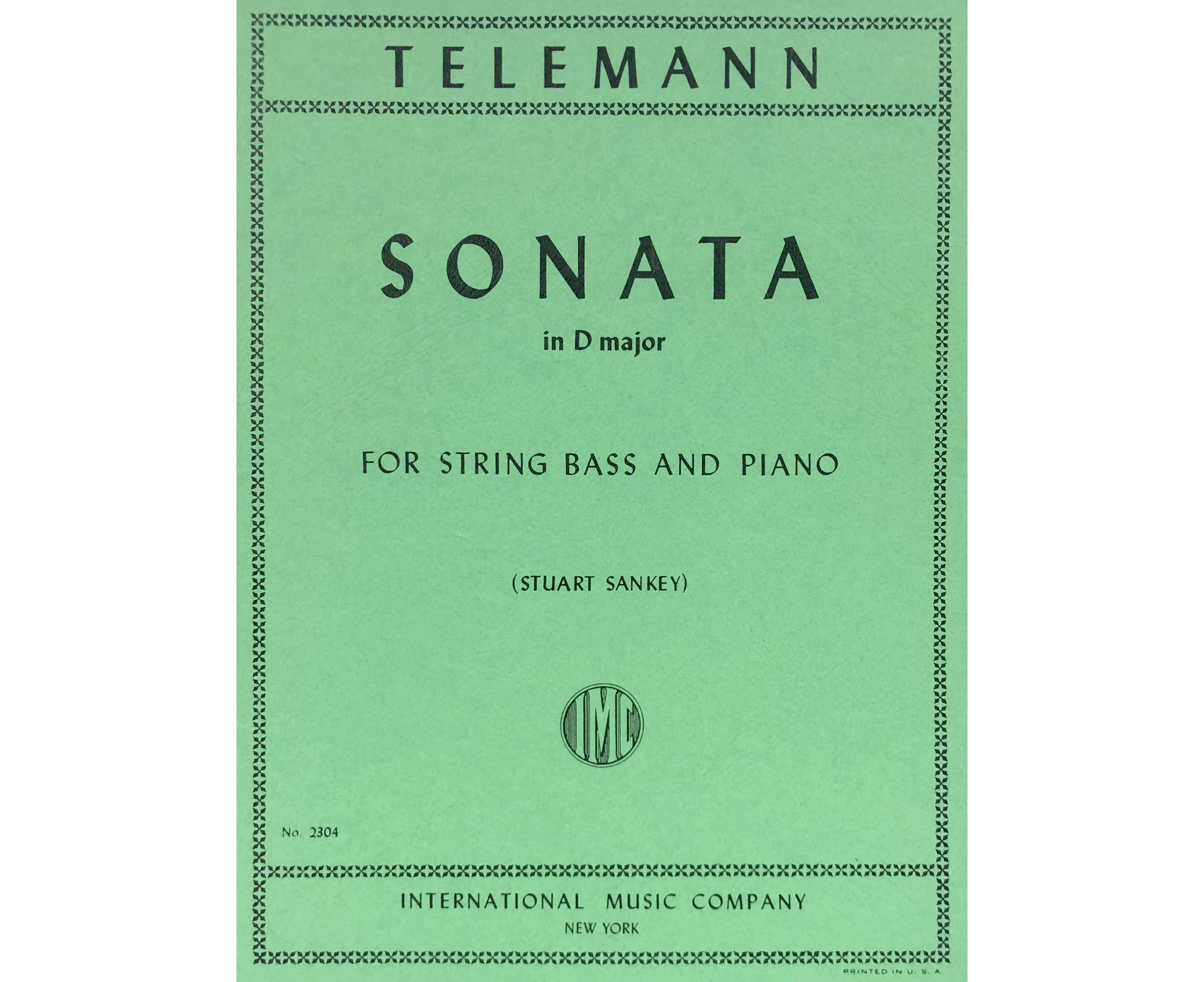 Sonata D Arr Sankey Double Bass/Piano (Softcover Book)