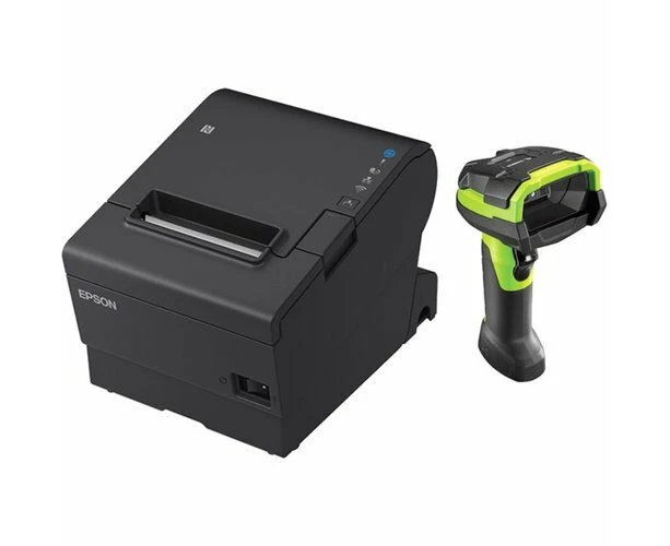 EPSON POS BUNDLE x2 TM-T88VII-612 Desktop Direct Thermal Printer -x2 LI3608-SR Rugged USB Kit ZEBRA