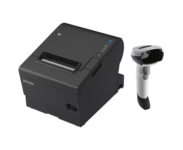 EPSON POS BUNDLE x3 TM-T88VII-612 Desktop Direct Thermal Printer -x3 DS2278 White Presentation Cradle USB ZEBRA