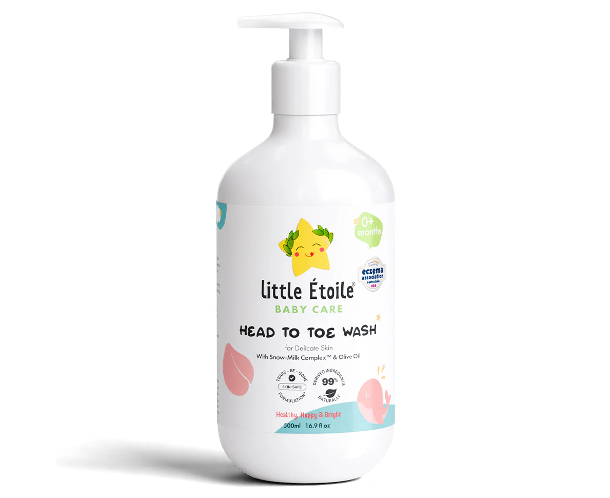 Little Étoile Baby Head To Toe Wash for Delicate Skin 0+ Months 500mL, with 99% Naturally Derived Ingredients, Hypoallergenic