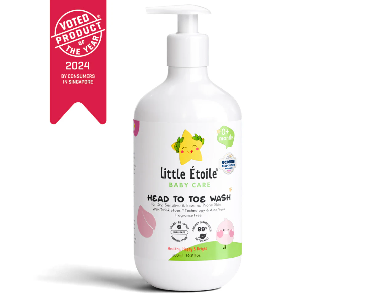 Little Étoile Baby Head To Toe Wash for Dry, Sensitive & Eczema-prone Skin 0+ Months 500mL Hypoallergenic, Fragrance Free, Dermatologically Tested