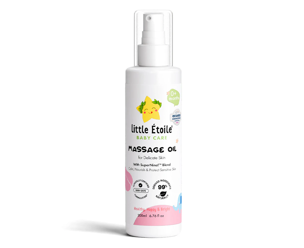 Little Étoile Baby Massage Oil 0+ Months 200mL, with 99% Naturally Derived Ingredients, Hypoallergenic