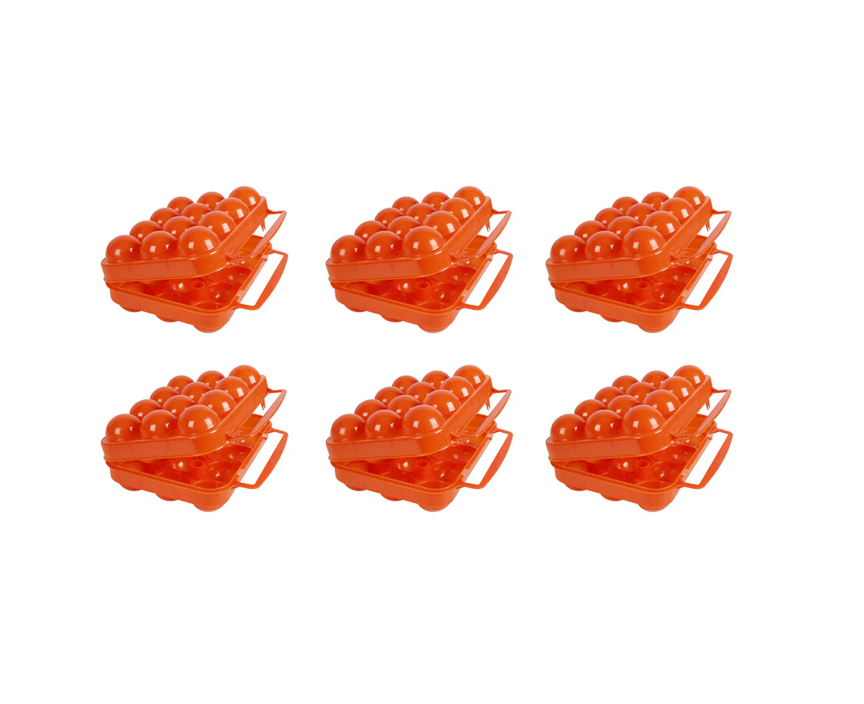 6x Cockatoo Egg Carrier 12 Egg Plastic Storage Outdoor Camping Cookware Orange