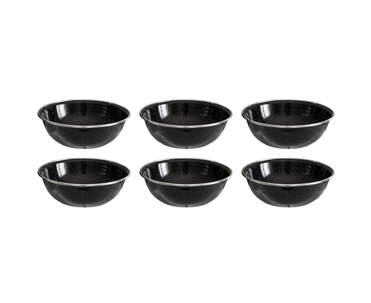 6x Wildtrak Premium Enamel Bowl Glassware Dinning Outdoor Camping/Hiking 15x5cm