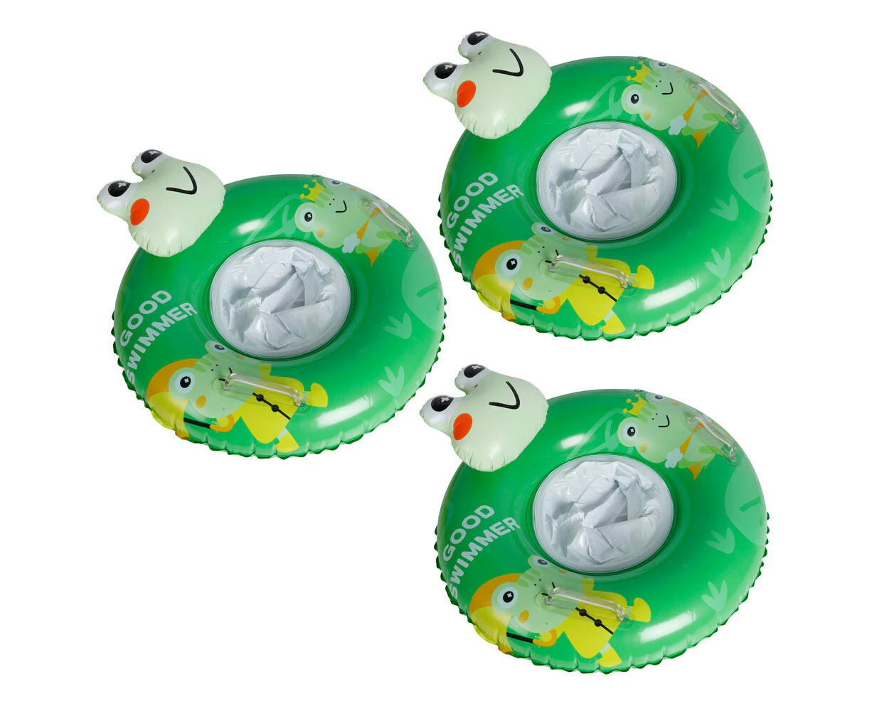 3x Airtime Kids Inflatable Swim Ring w/ Seat Frog Design Outdoor Camping 56cm