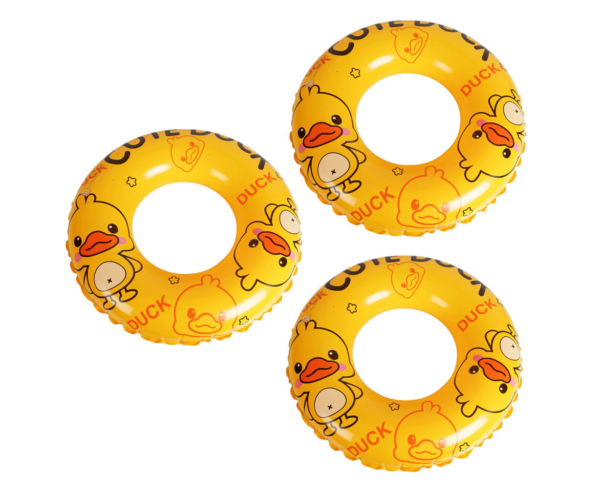 3x Airtime PVC Swim Ring Duck Design Outdoor Camping Pool Float Toy 50cm Yellow