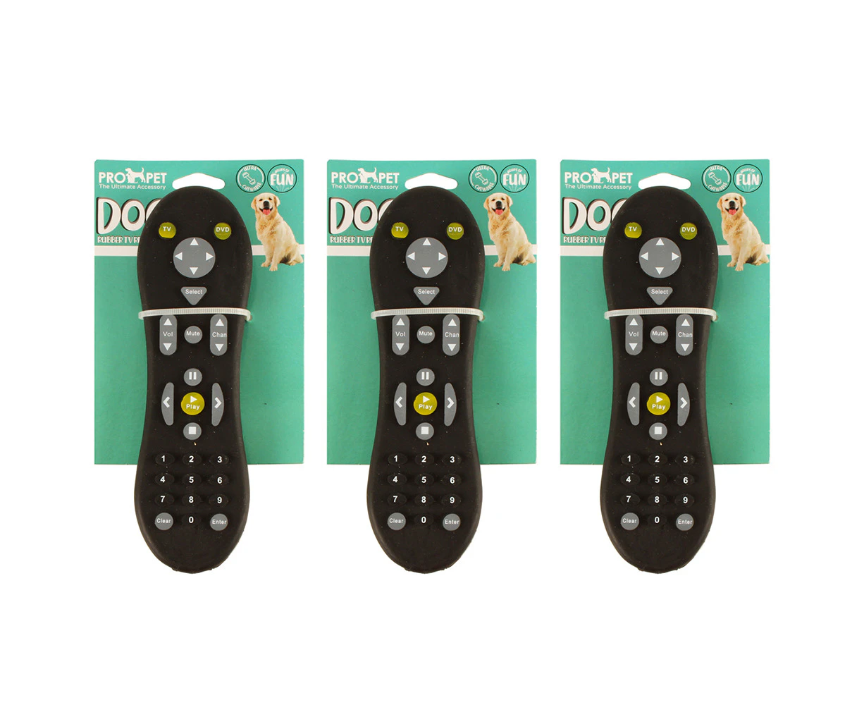 3x Pro Pet Max Heavy Duty Rubber TV Remote Dog Play Chew Toy Accesories 19x6cm