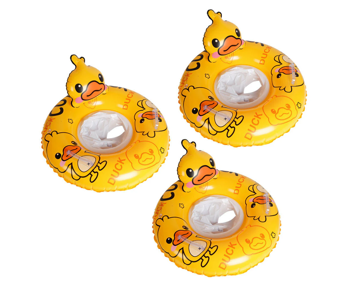 3x Airtime Kids Inflatable Swim Ring w/ Seat Duck Design Outdoor Camping 56cm