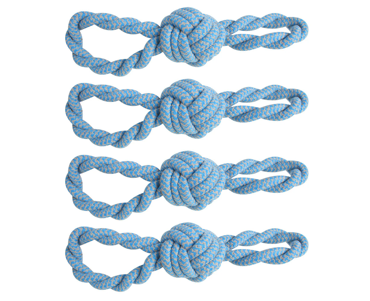 4x Pro Pet Max Extra Tough Long Cotton Rope Toy Blue Strong for Chewing 46cm