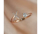 Adjustable Open Zircon Initial Ring A-Z Letters Fashion Womens Jewelry Gift