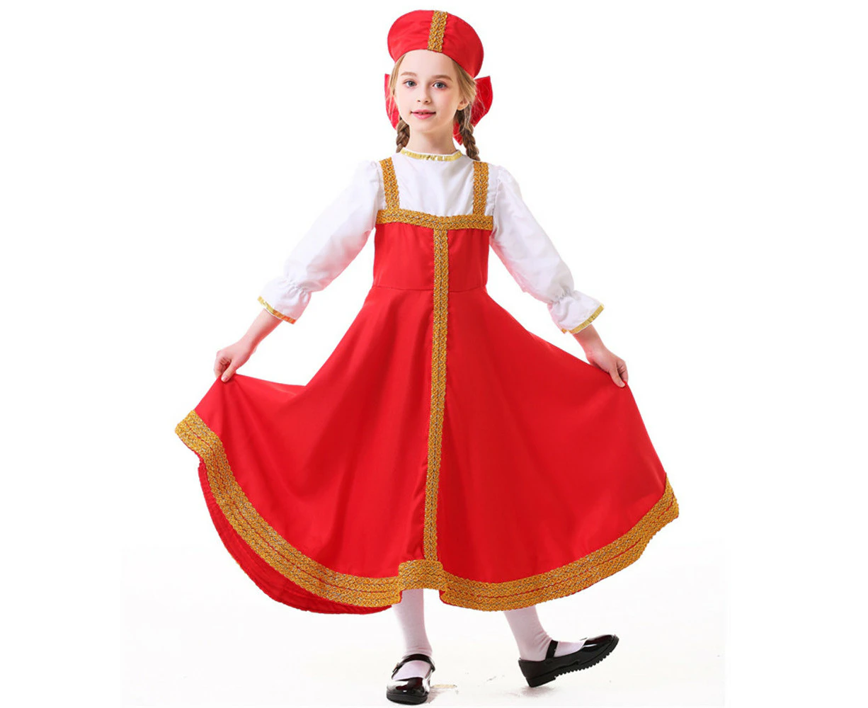 Kids Girls Russian Ethnic Cosplay Costume Party Stage Performance Fancy Dress Up