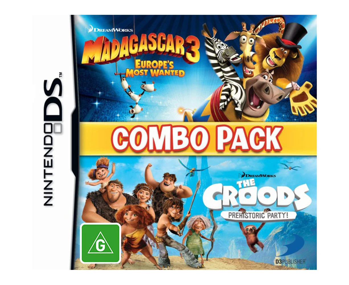 Madagascar 3 The Video Game and The Croods Prehistoric Party Pack Combo (DS) Refurbished - Refurbished Grade B