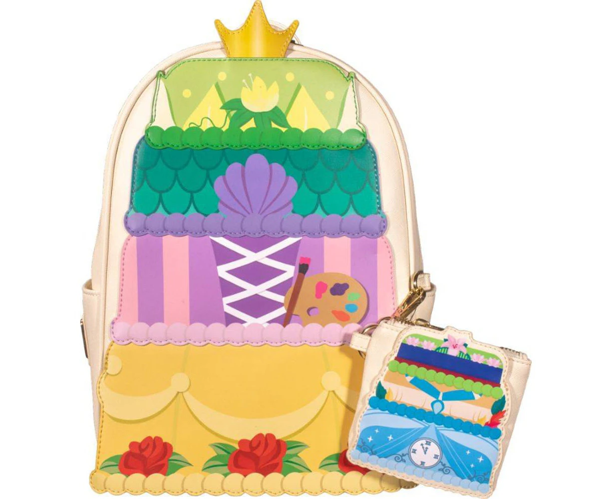 Loungefly Disney Princess Layer Cake 12 inch Faux Leather Mini Backpack and Coin Bag Set