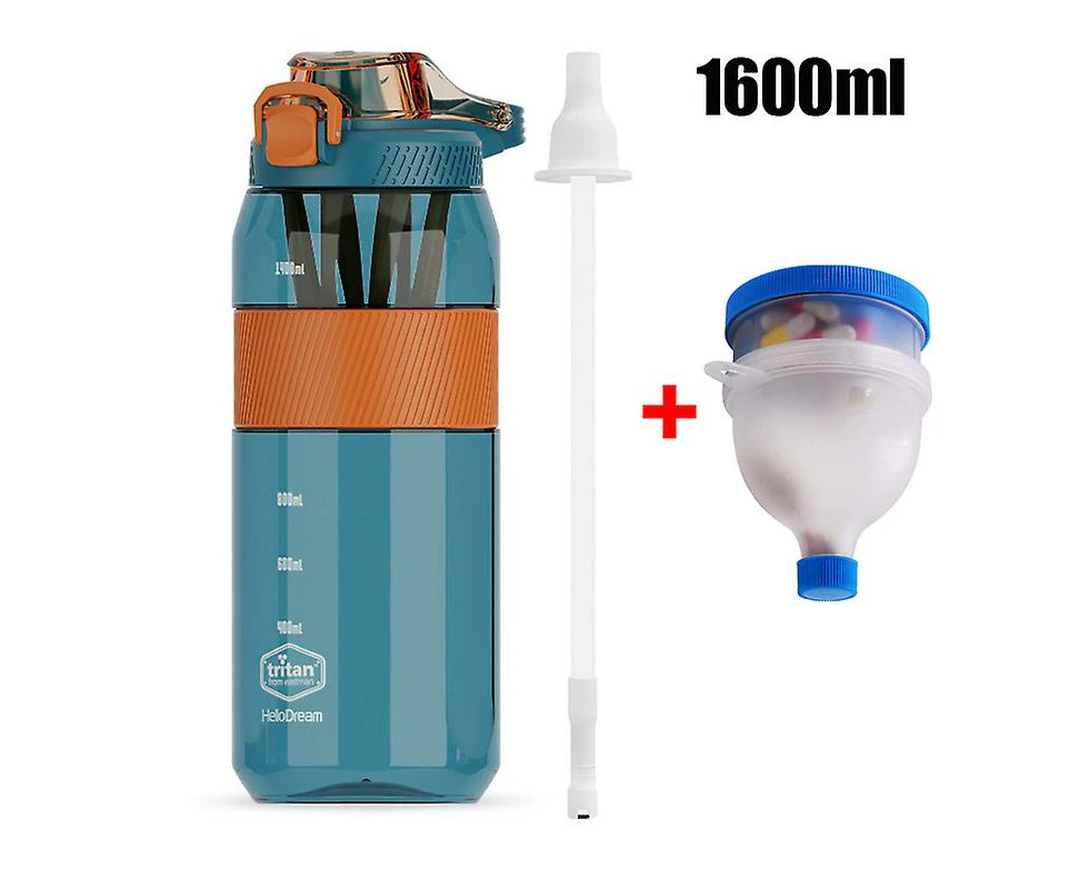 Tritan Shaker Bottle With Straw Portable Whey Protein Gym Mixer Blender Shaker Drinking Cup Sports Water Bottle 1600ml