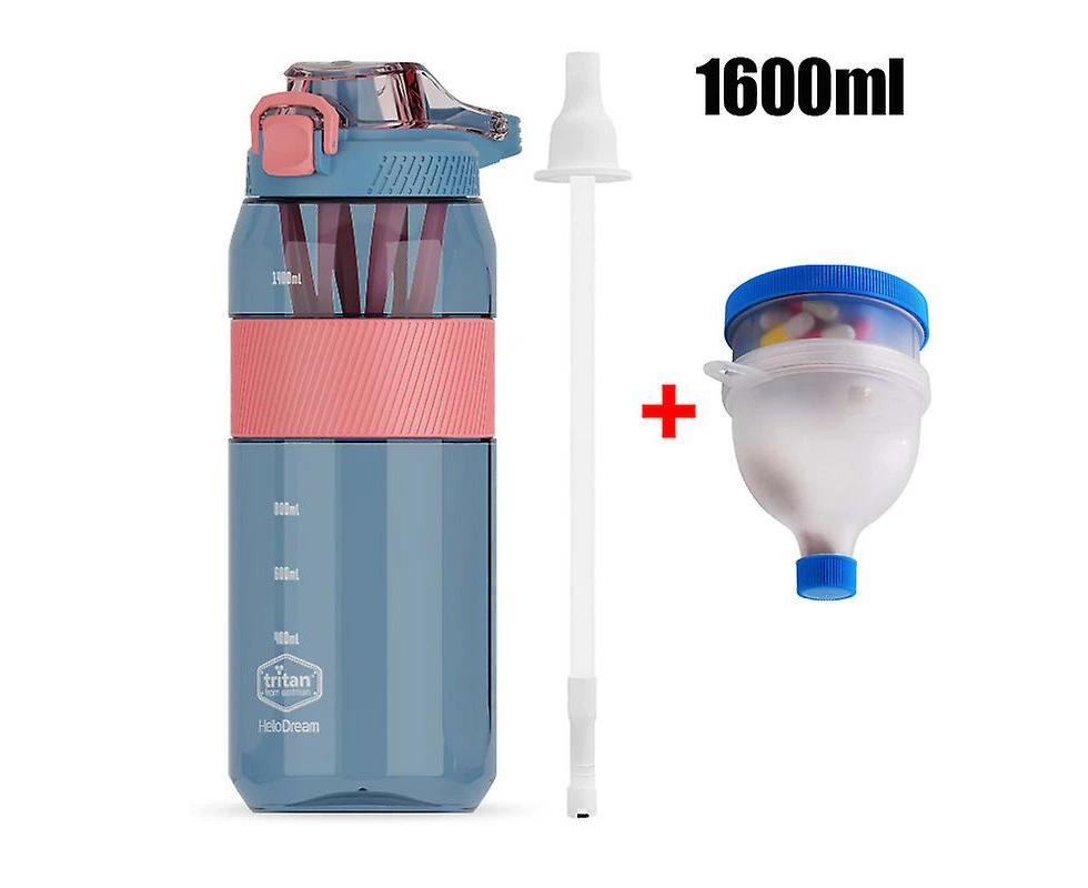 Tritan Shaker Bottle With Straw Portable Whey Protein Gym Mixer Blender Shaker Drinking Cup Sports Water Bottle 1600ml