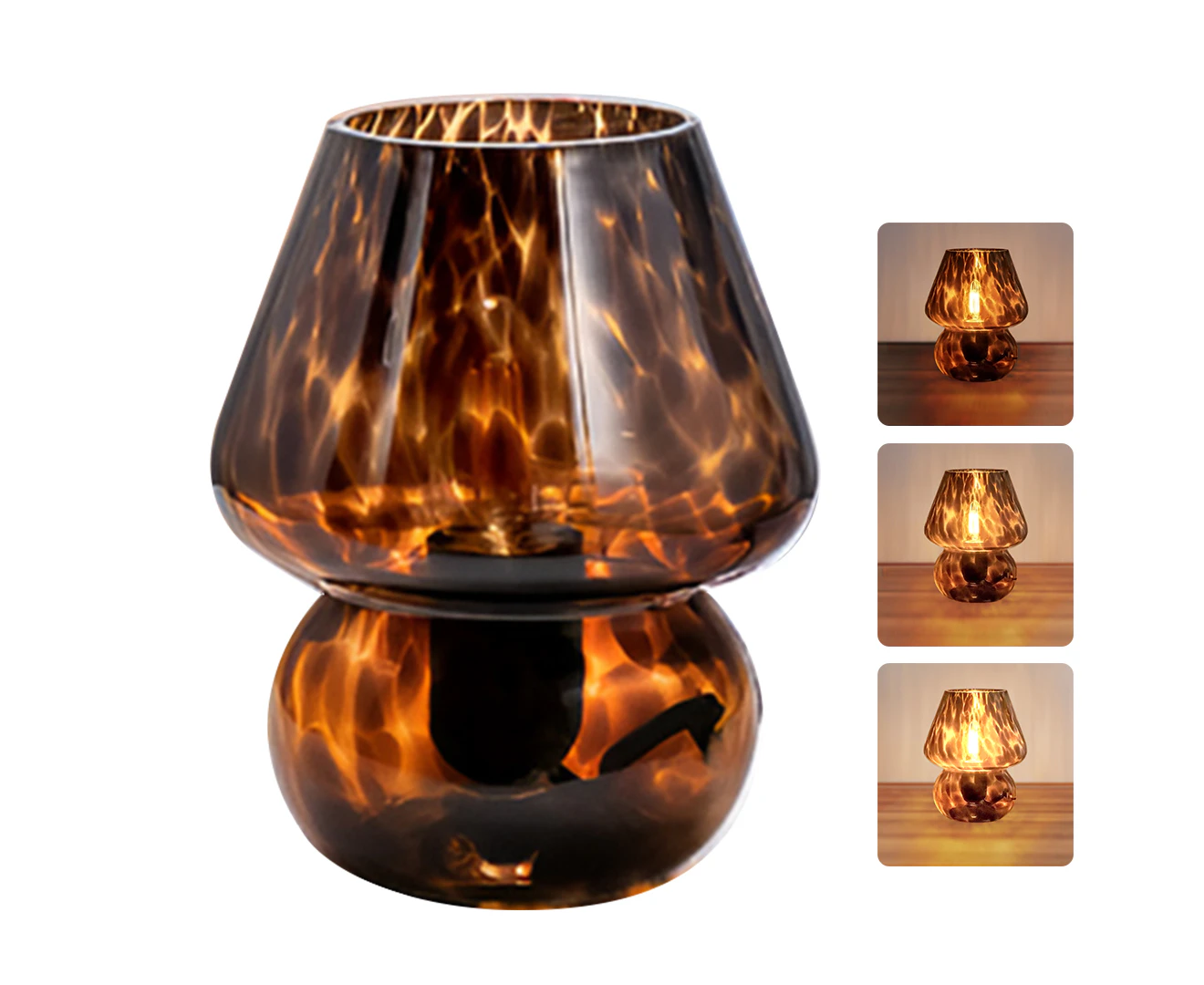 Clora  Mushroom Lamp Glass Table Lamp Bedside Lamps Night Light Vintage Home Decor Amber Color