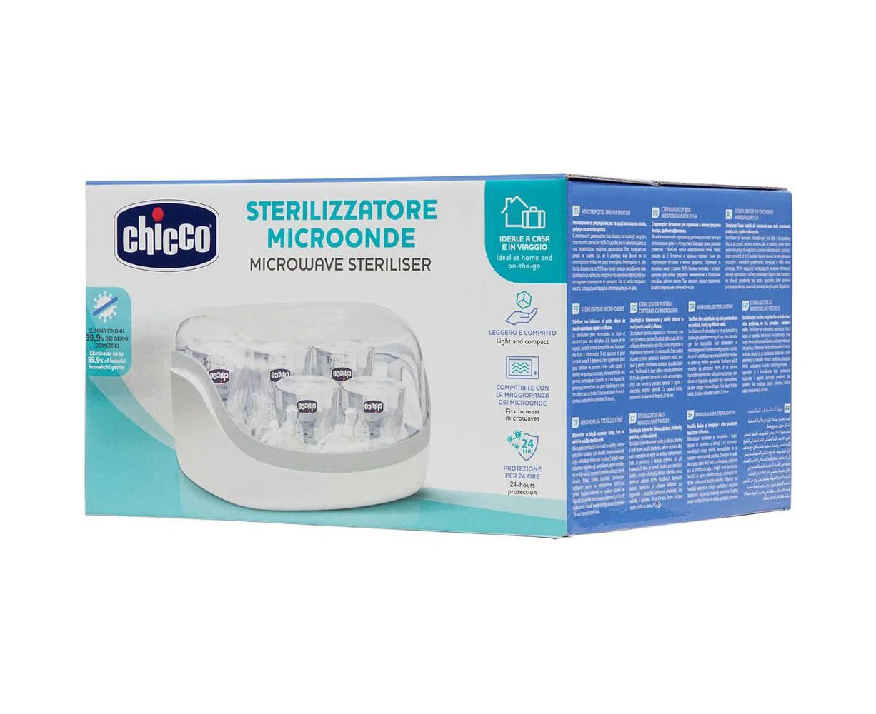 Chicco Microwave Steam Steriliser Dryer Baby/Newborn Bottle Cleaner Warmer White