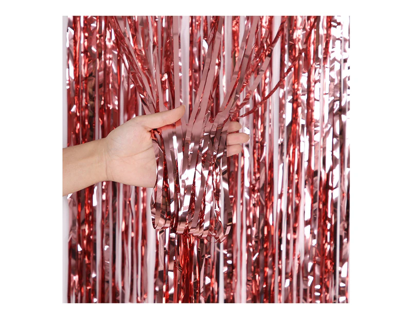 Party Rain Tinsel Shiny Eye-catching Banquet Party Decoration Curtain Wedding Decoration -Rose Gold