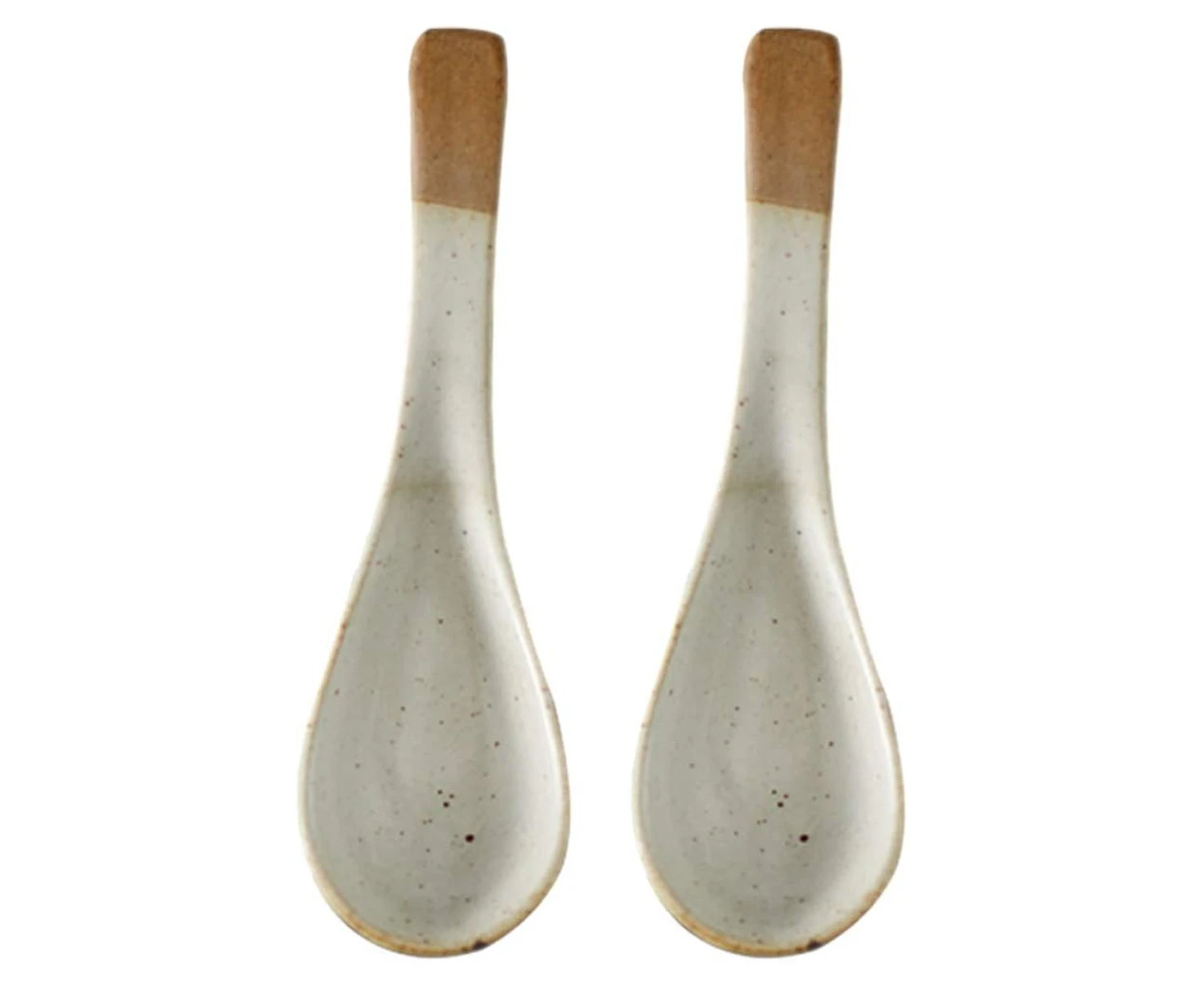 2-Piece Japanese Ceramic Spoon Set, Soup & Rice Spoon, Ramen Spoon, Retro Multi-Purpose Tableware