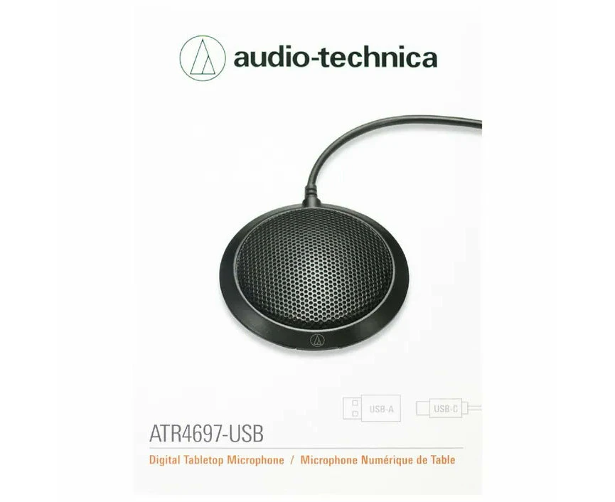 Audio-Technica ATR4697-USB Boundary Microphone - Omnidirectional Condenser Mic with USB-C to USB-A Adapter [ATR4697-USB]