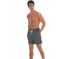 Men's Swim Trunks Quick Dry Beach Shorts with Pockets and Mesh Lining, Swimming Board Shorts Bathing Suits for Men-Grey