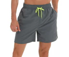 Men's Swim Trunks Quick Dry Beach Shorts with Pockets and Mesh Lining, Swimming Board Shorts Bathing Suits for Men-Grey